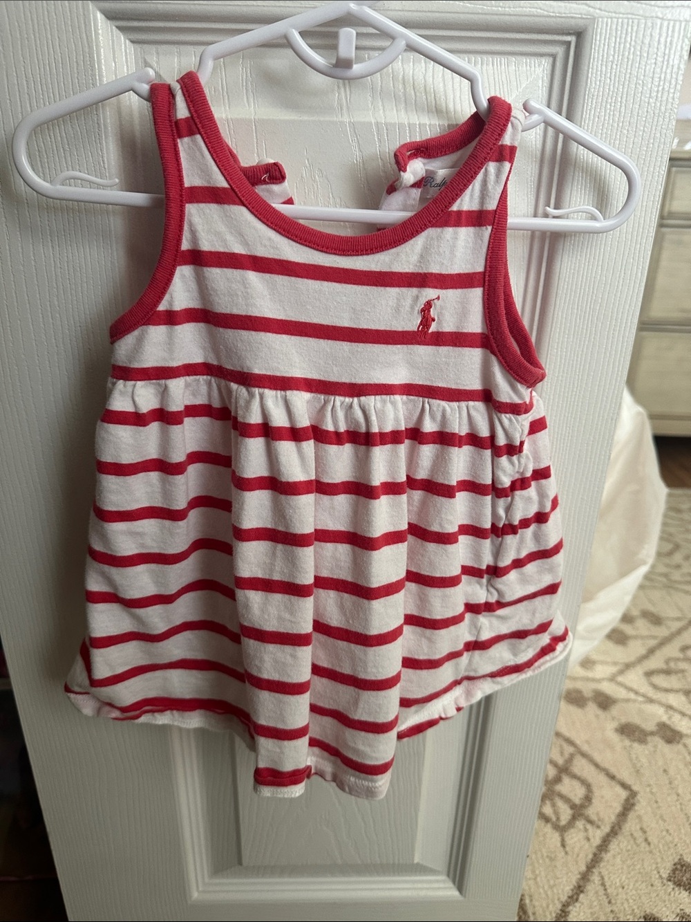 Ralph Lauren Red and White Striped Tank Top Dress for Kids